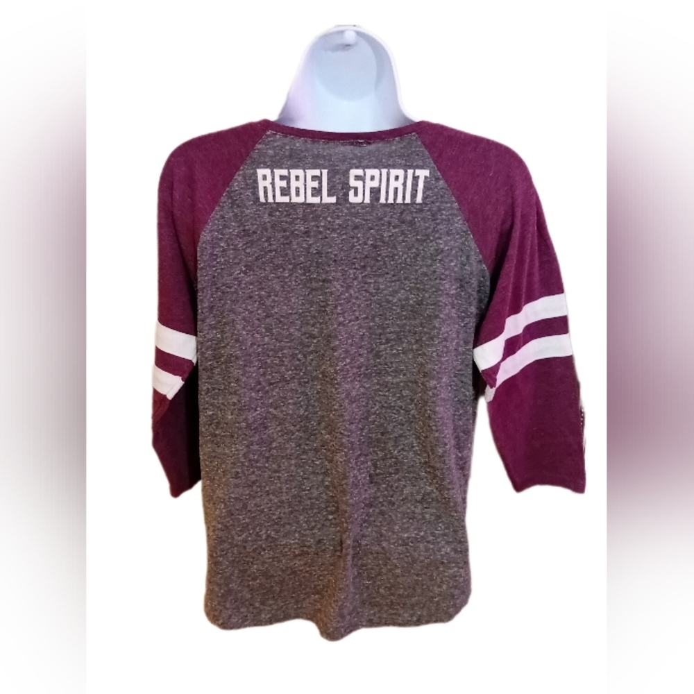 Gray and Red Raglan 3/4 Sleeve Tie Front Jersey - Picture 2 of 7